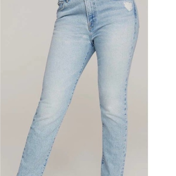 Good American Good Classic High Rise Denim Jeans Light Wash Blue Size 12 / 31 - Picture 10 of 13